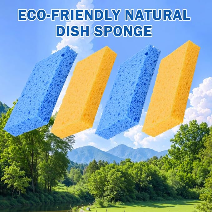 YoleShy Sponges Kitchen 10 Pack Natural Compressed Cellulose Sponges - Image 7