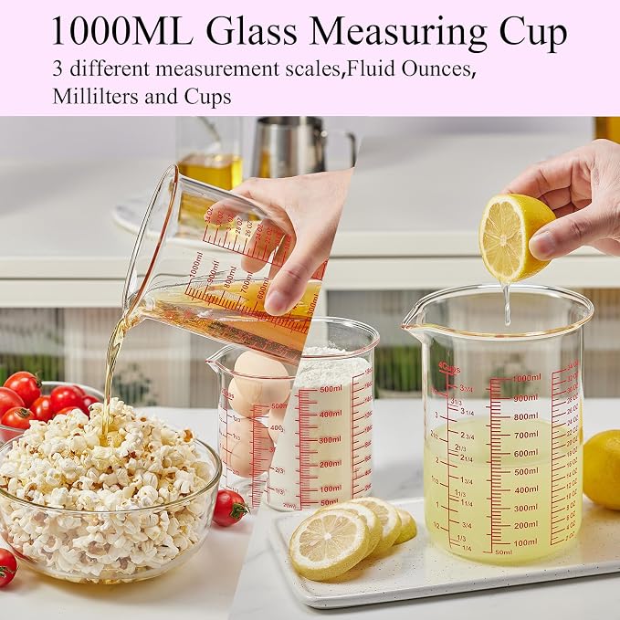 High Borosilicate Glass Measuring Cup Set-V-Shaped Spout，Includes 250ml - Image 7
