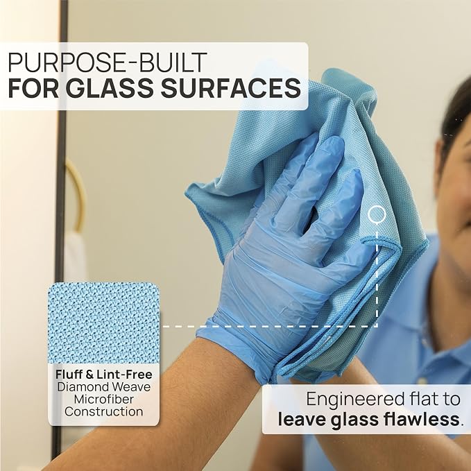 Claro 2 Step Glass Cleaning Cloth 8-Pack – Green Wet & Blue Dry Microfiber - Image 3