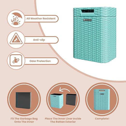 Ypati Handwoven 4 Gallon Rattan Trash Can - Image 5