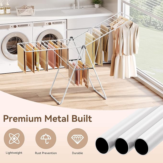 APEXCHASER Clothes Drying Rack, Foldable Drying Rack Clothing, Sturdy Metal - Image 3