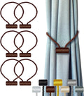 Hion Magnetic Curtain Tiebacks Dark Brown 6 Pack, Curtain Tiebacks Buckles by Hion