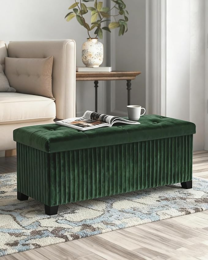 Storage Ottoman Bench, 43 Inch Foldable Ottoman - Image 2