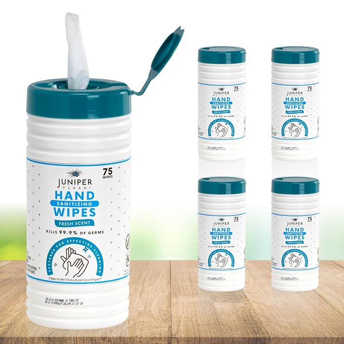 4 Pack Hand Sanitizing Wipes, Alcohol Free 300 Count Canister Disposable Hand by JuniperCLEAN