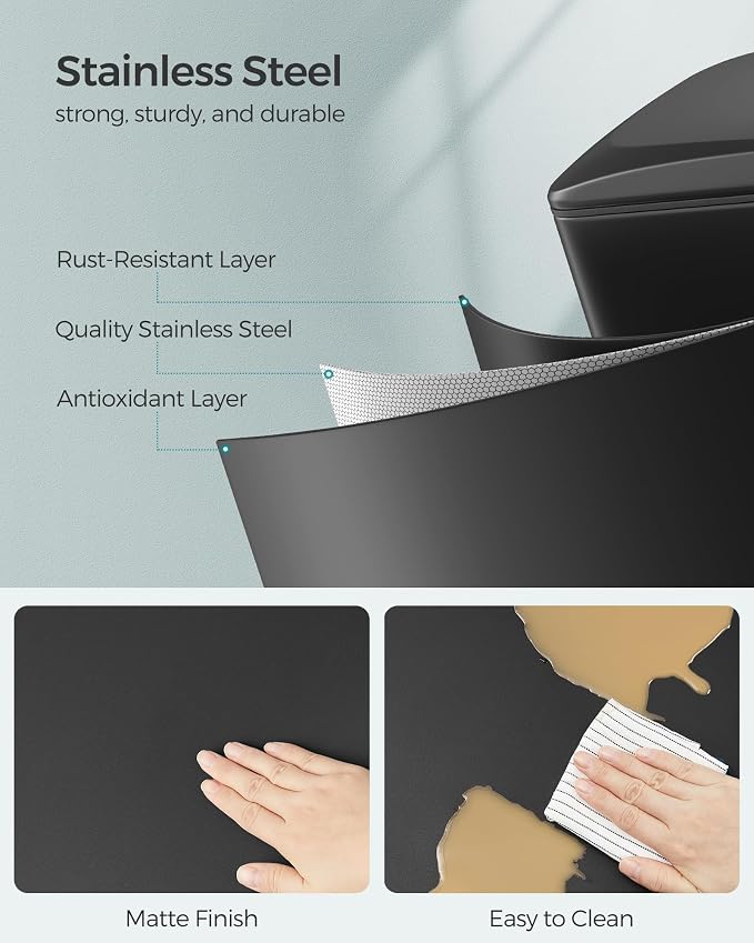 SONGMICS Slim Trash Can, 13-Gallon Garbage Can - Image 5