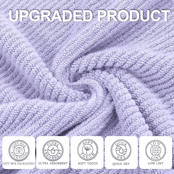 Washcloths for Showering, Thick Cotton Washcloths for Face, Lavender Face Towel - Image 2
