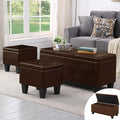 Ottoman with Storage Set of 3, Easy Open & Close w/Safety Hinges, Extra Seating by TASSULLO