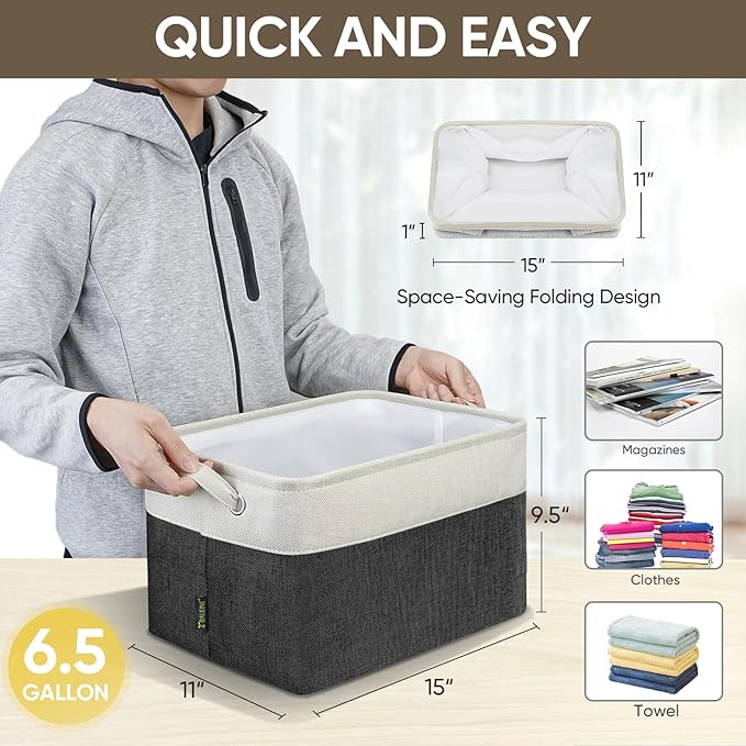 BALEINE 3 Pack Fabric Storage Bins - Image 4