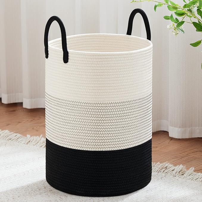VIPOSCO Large Laundry Hamper, Tall Woven Rope Storage Basket by VIPOSCO