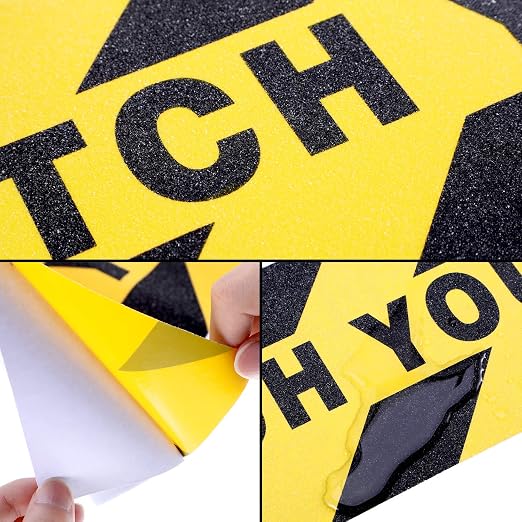 Boao 4 Pieces Watch Your Step Stickers Sign 6 x 24 Inch Caution Watch Your Step - Image 6