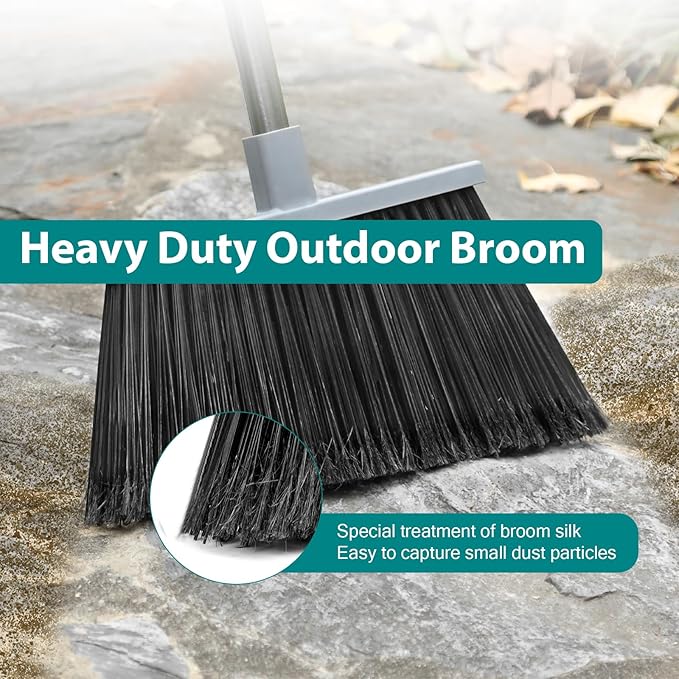 PBHEPJ Broom, Outdoor Broom for Floor Cleaning, Hard Bristle Angle Broom for - Image 3