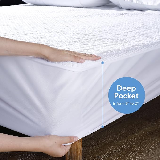 Hanherry 100% Waterproof Mattress Protector California King Size, Mattress Pad - Image 4