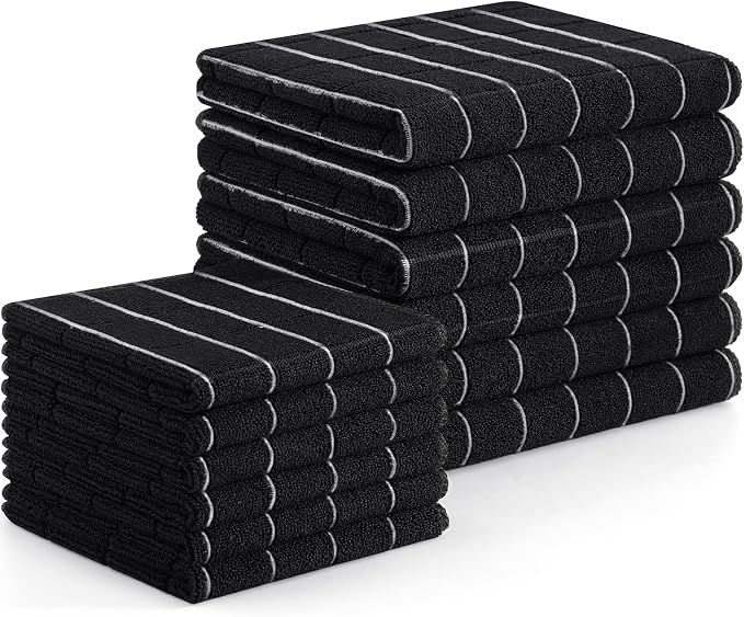 Homaxy Microfiber Kitchen Towels and Dishcloths Set, 12 Pack Soft and Absorbent by Homaxy