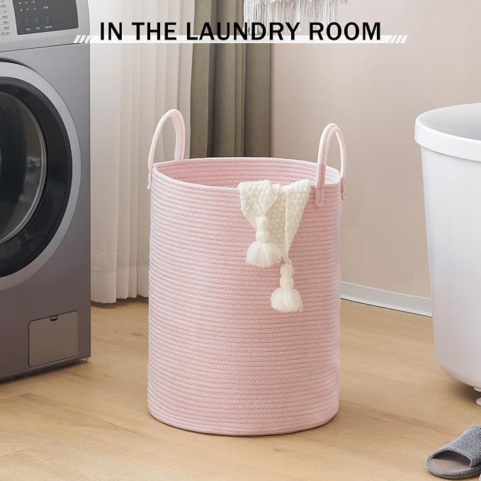 YOUDENOVA Woven Rope Laundry Hamper, 58L Tall Luandry Basket, Baby Nursery - Image 6