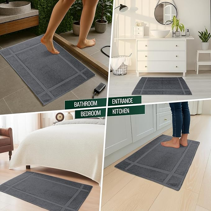 Pearl Linens Pack of 2 Washable Cotton Bath Mat 18x25 - Image 7
