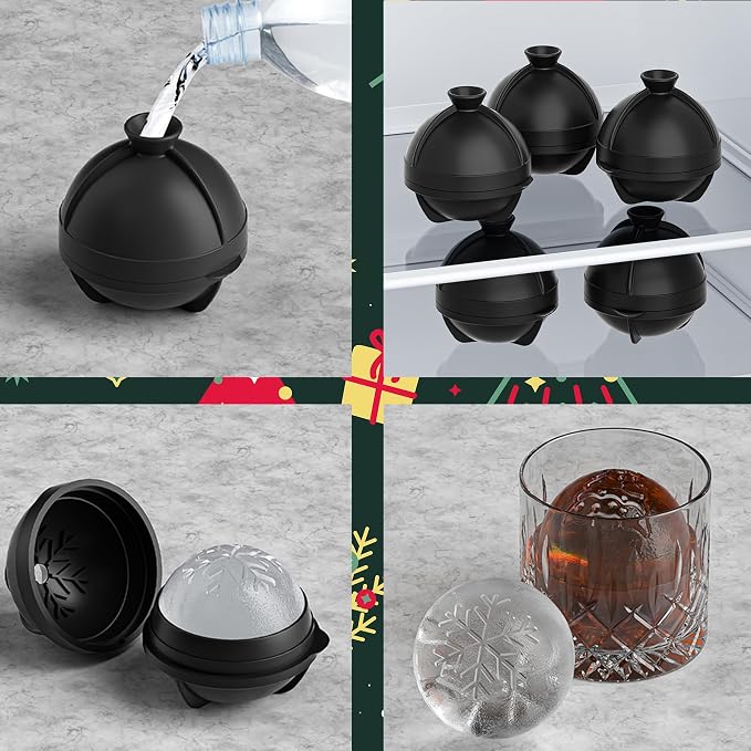 Novelty Christmas Tree Snowflake Ice Ball Maker Mold Set of 2, Christmas - Image 3
