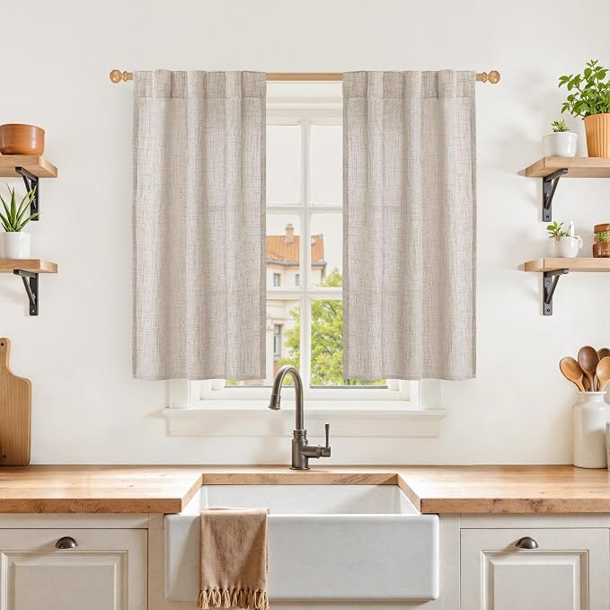 YoungsTex Cafe Linen Curtains 40 Inches Long by YoungsTex