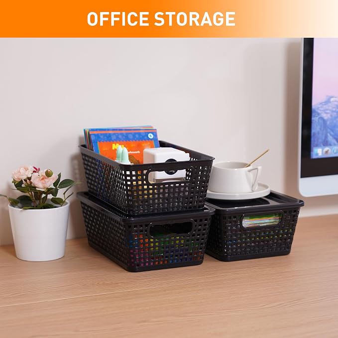 Plastic Storage Baskets With Lid, Storage Bins - Image 3