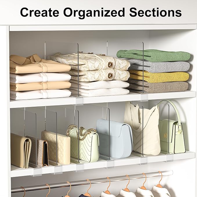 Shelf Dividers Purse Organizer for Closet: 6-Pack Acrylic Bag Storage Organizer - Image 3