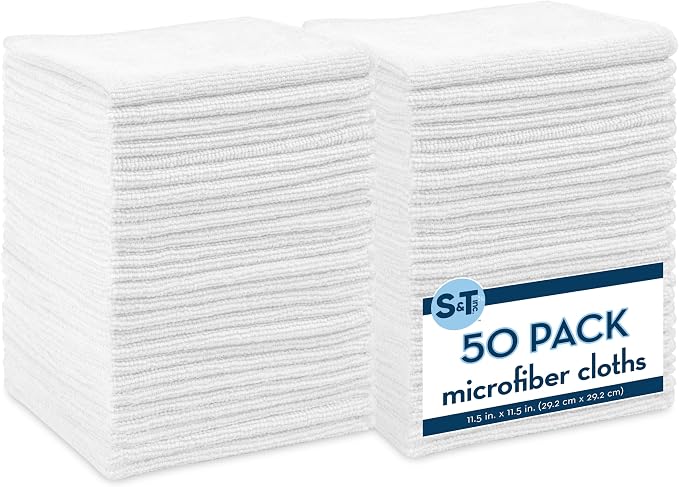 S&T INC. 50 Pack Microfiber Cleaning Cloth, Bulk Towels by STINC