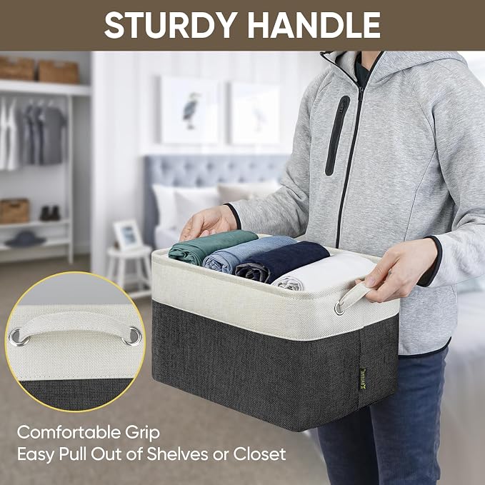 BALEINE Fabric Storage Bins for Shelves, Linen Storage Baskets for Organizing - Image 7