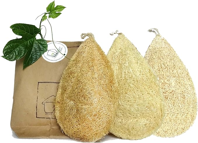 Natural Loofah Dish Sponge Pack 3 Vegetable Scrubber by MiwPiw