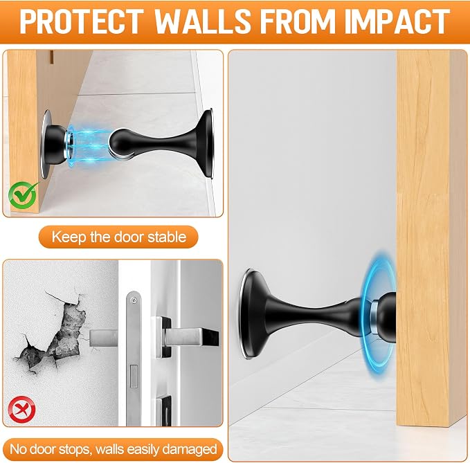 Crosize Magnetic Door Stoppers 4 Pack, Stainless Steel Door Catch - Image 4