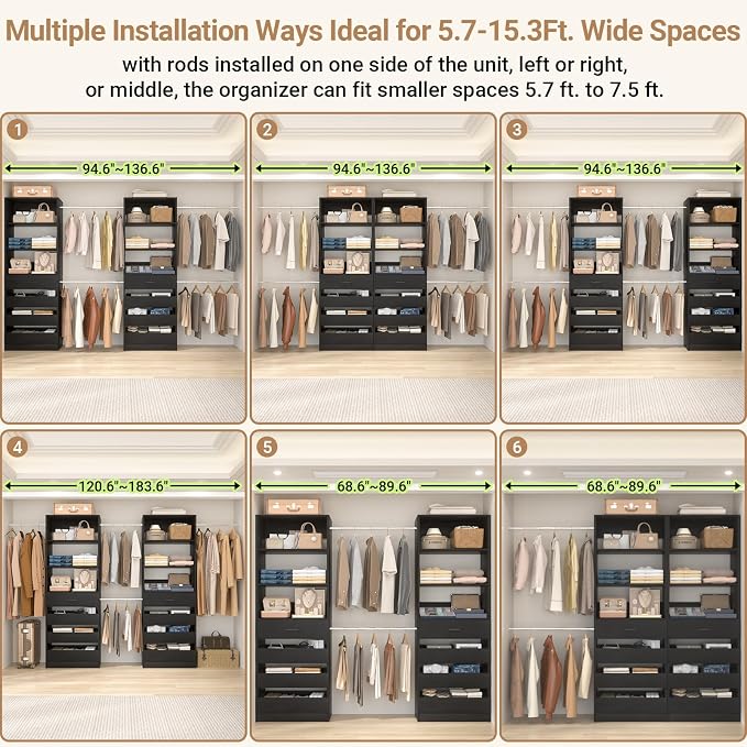 Aheaplus Closet System, 6-15Ft Closet Organizer - Image 4