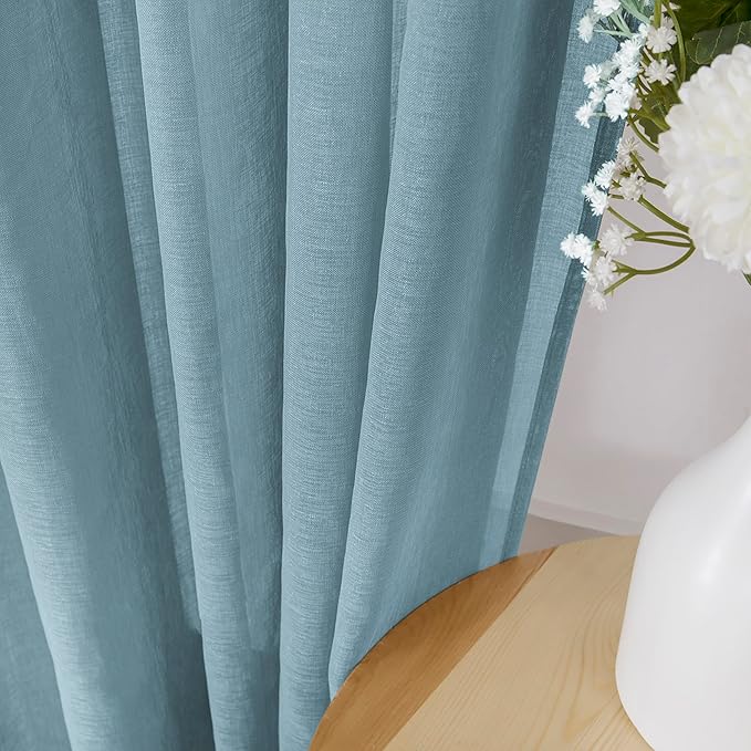 Tollpiz Sheer Curtains Living Room Linen Textured Curtain Sheers Light - Image 3