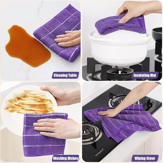 Homaxy Microfiber Kitchen Towels and Dishcloths Set, 12 Pack Soft and Absorbent - Image 5