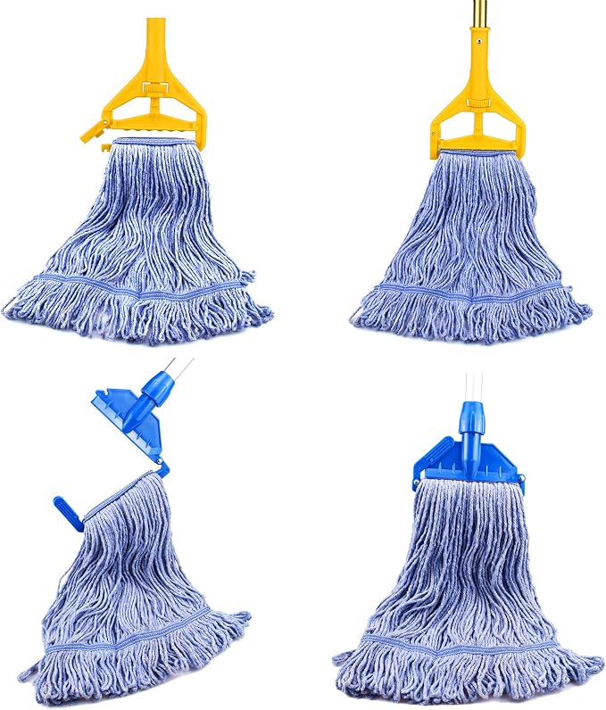 String Mop Heads Replacement Heavy Duty Commercial Grade Blue Cotton Looped End - Image 6