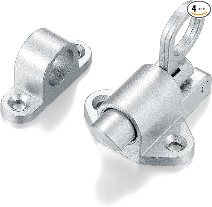 4 Packs Self-Closing Latches，Silver Gray Spring Door Lock，Resilient Bolt Latch by INIRET