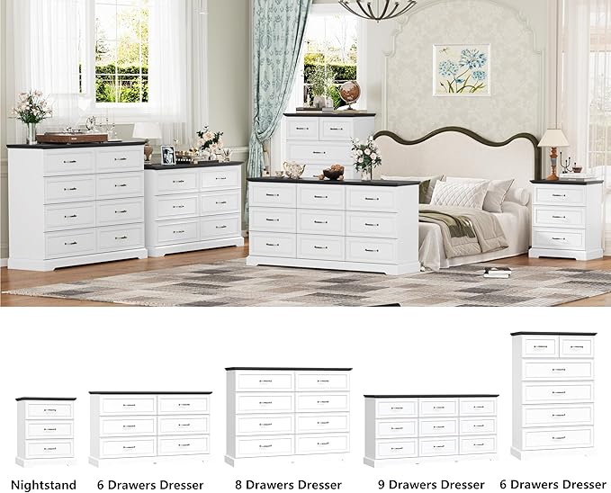 9 Drawer Dresser for Bedroom, Rustic Farmhouse Dresser - Image 7