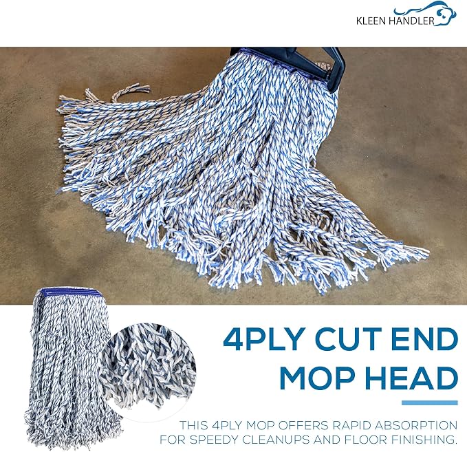 KLEEN HANDLER Cut End Finish Mop | 1.25" Universal Headband, Maximum Absorption - Image 3