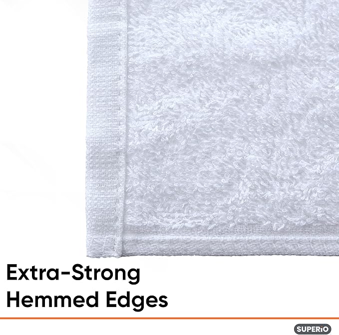 Superio Terry Cloth Rags White Washcloths 100% Cotton 12" Cleaning Cloths - Image 7