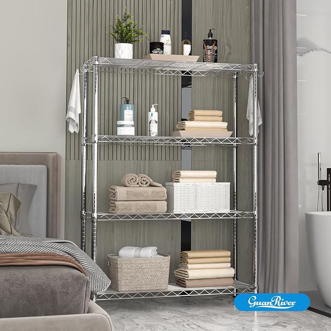 4-Shelf Adjustable Metal Shelf Wire Shelving Unit Storage Rack Display Shelf - Image 8