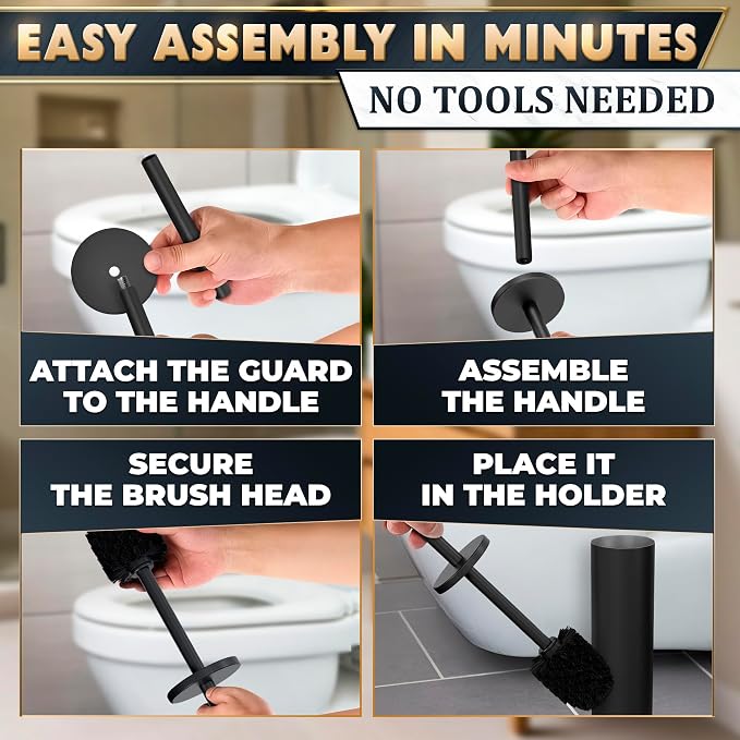 Black Toilet Brush and Holder Set - Image 6
