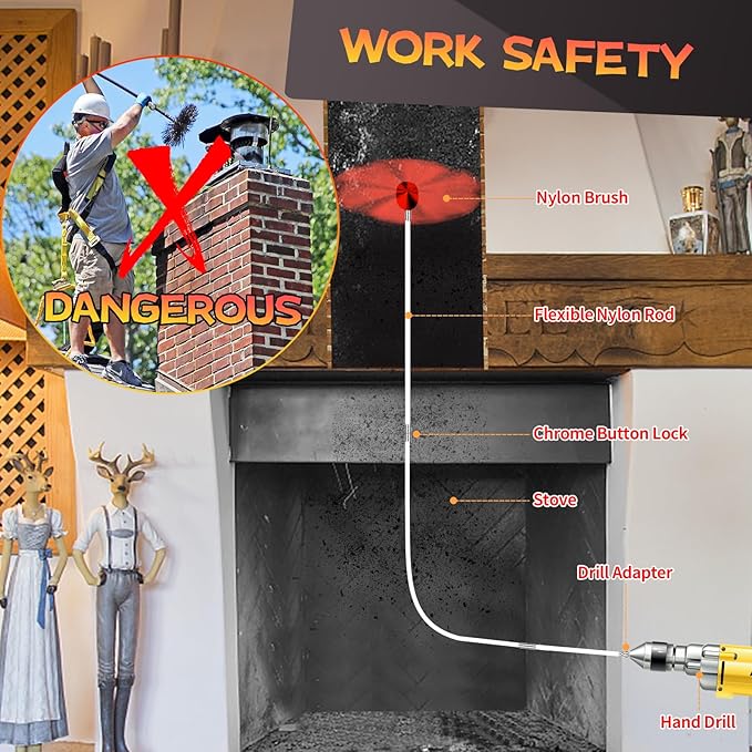 46 Feet Chimney Sweep Kit, Chimney Cleaning Kit - Image 4