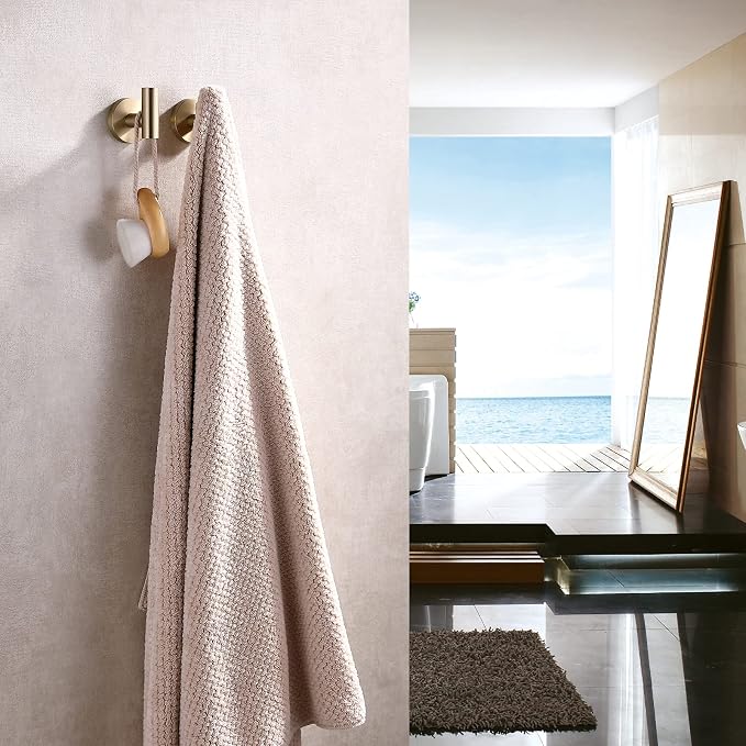 TASTOS Brushed Gold Bathroom Towel Coat Hook Stainless Steel, 2 Pack Robe - Image 4