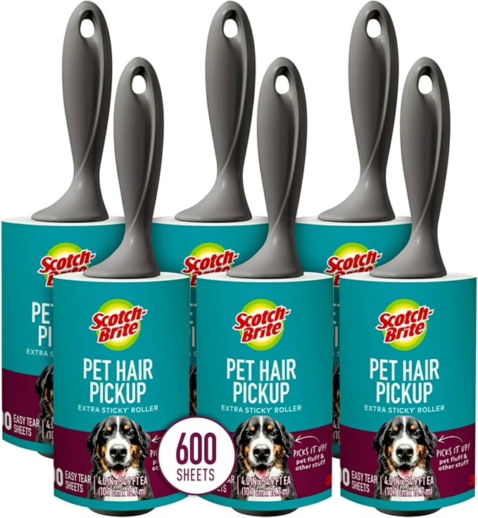Scotch-Brite Pet Extra Sticky Hair Lint Roller 6 Rollers 600 Sheets by Scotch-Brite
