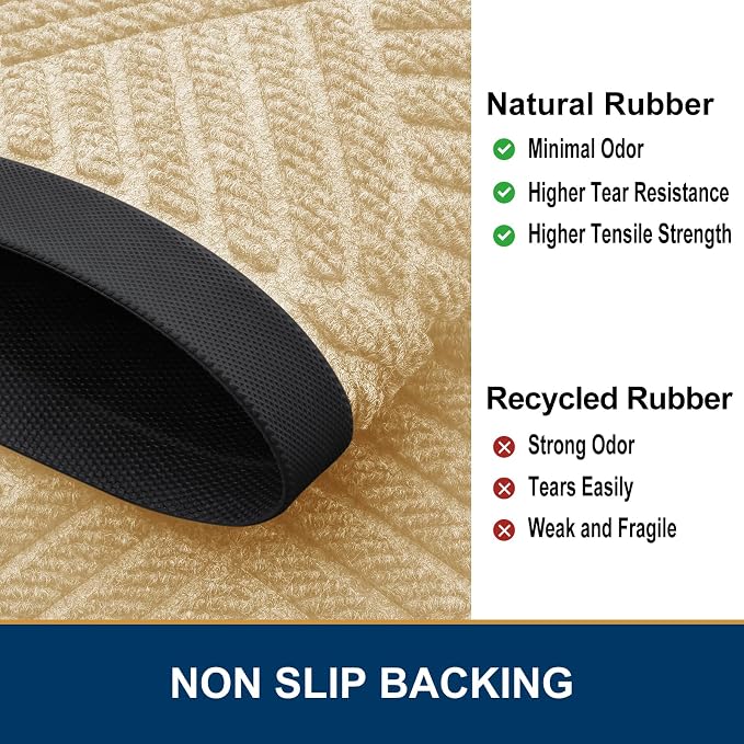 Smiry Front Door Mat Outside Entrance, Heavy Duty Outdoor Indoor Natural Rubber - Image 5