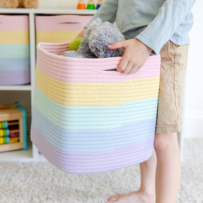 NaturalCozy Storage Cubes 11 Inch Cotton Rope Woven Baskets - Image 7