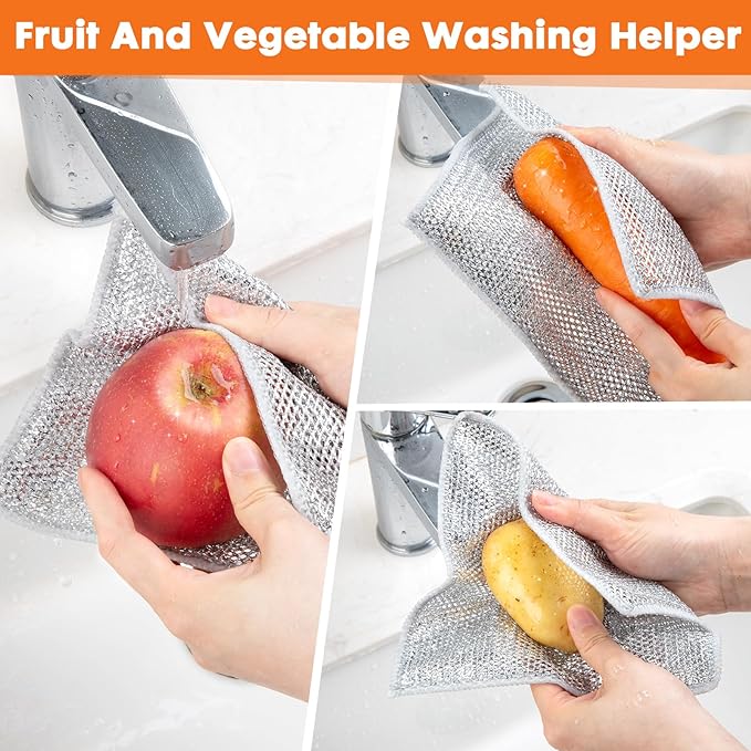 COBETE Non Scratch Wire Dishcloth, Double-Layer Wire Dishwashing Rags - Image 5