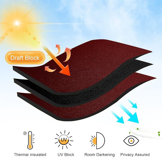 RYB HOME Red Curtains Blackout Window Covering Light Blocking UV Protection - Image 4