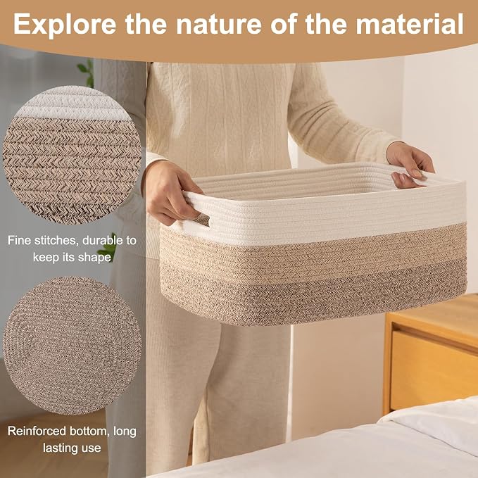 Large Storage Basket for Organizing, Woven Rope Basket for Shelves, Closet - Image 7