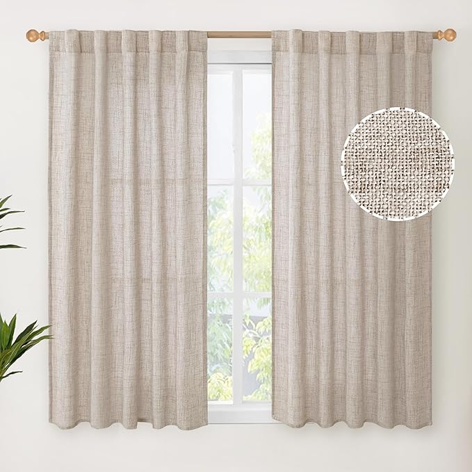 YoungsTex Short Linen Curtains 45 Inch Length by YoungsTex