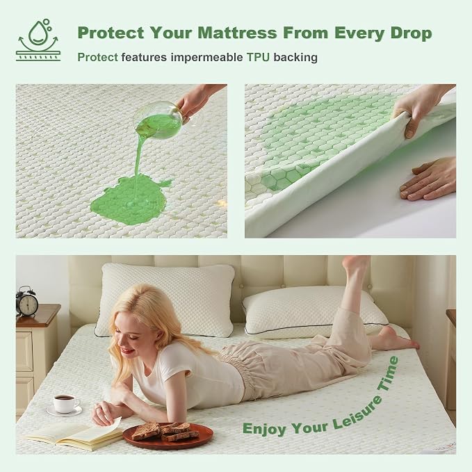 Waterproof Mattress Protector, California King Size Mattress Pad Fitted 6"-18" - Image 3