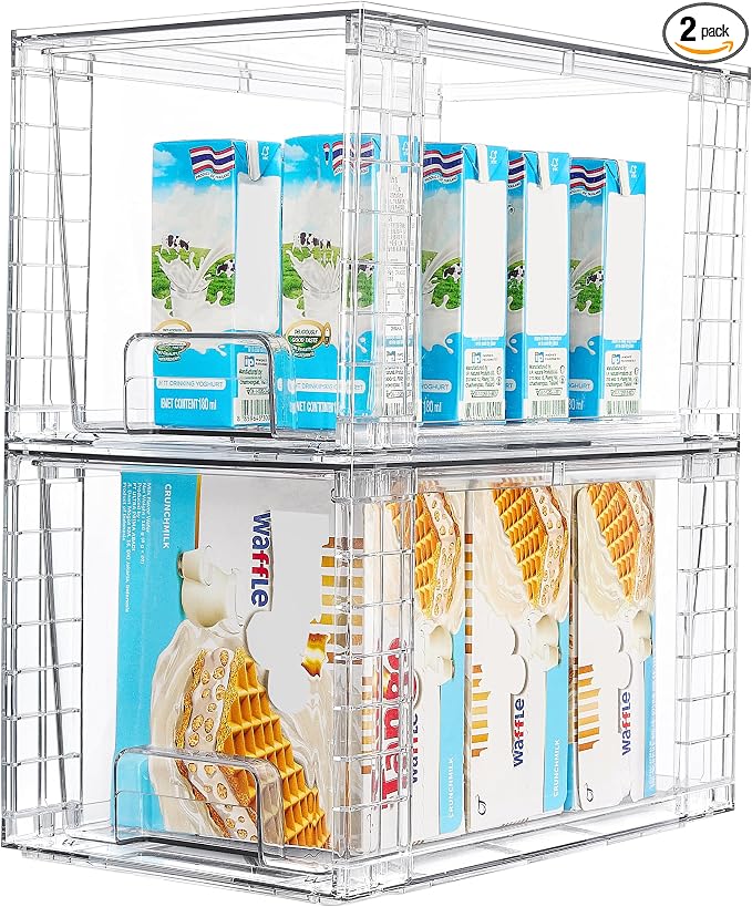 Vtopmart 2Pack Large Stackable Kitchen Pantry Storage Drawers, Acrylic Drawer by Vtopmart