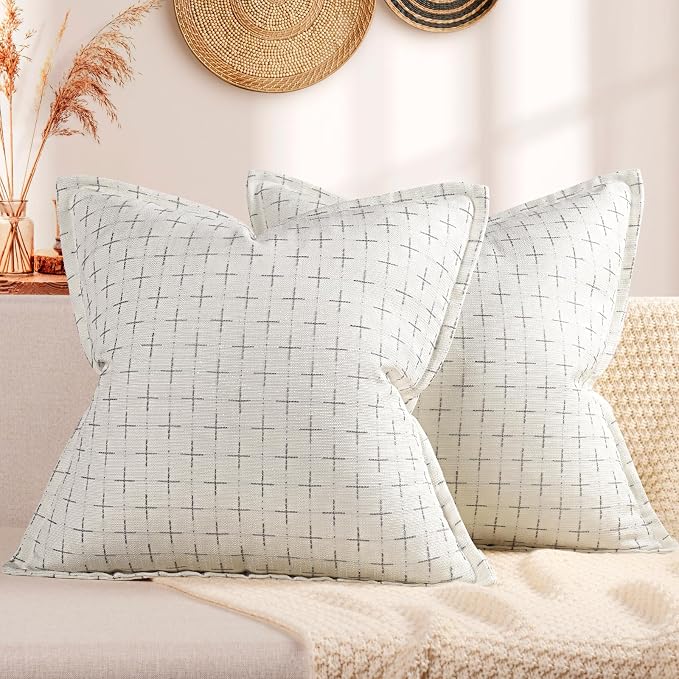 ZWJD Pillow Covers 24x24 Set of 2 Soft Polyester Textured Pillow Covers by ZWJD