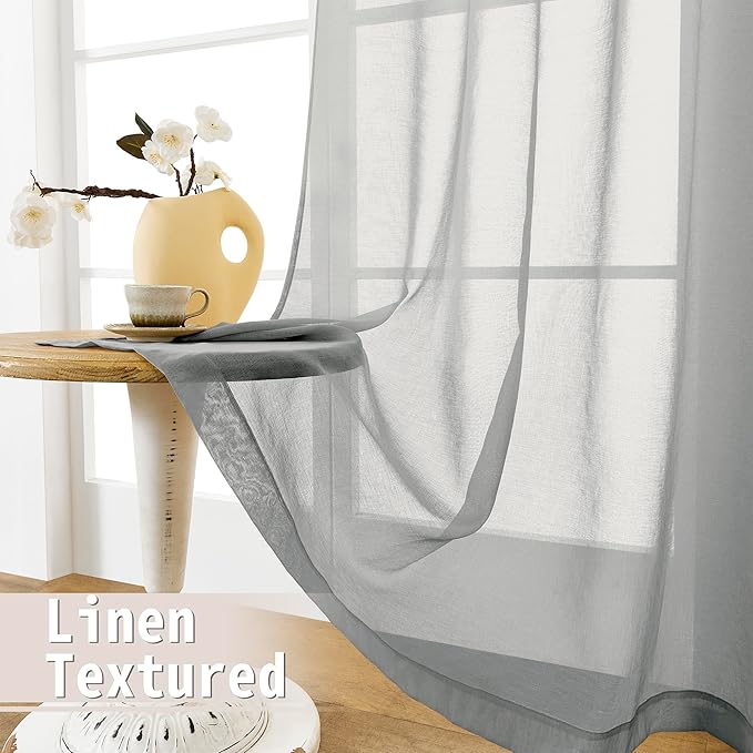 Tollpiz Small Sheer Door Curtain Closet Linen Textured Curtain Sheers Doorway - Image 4